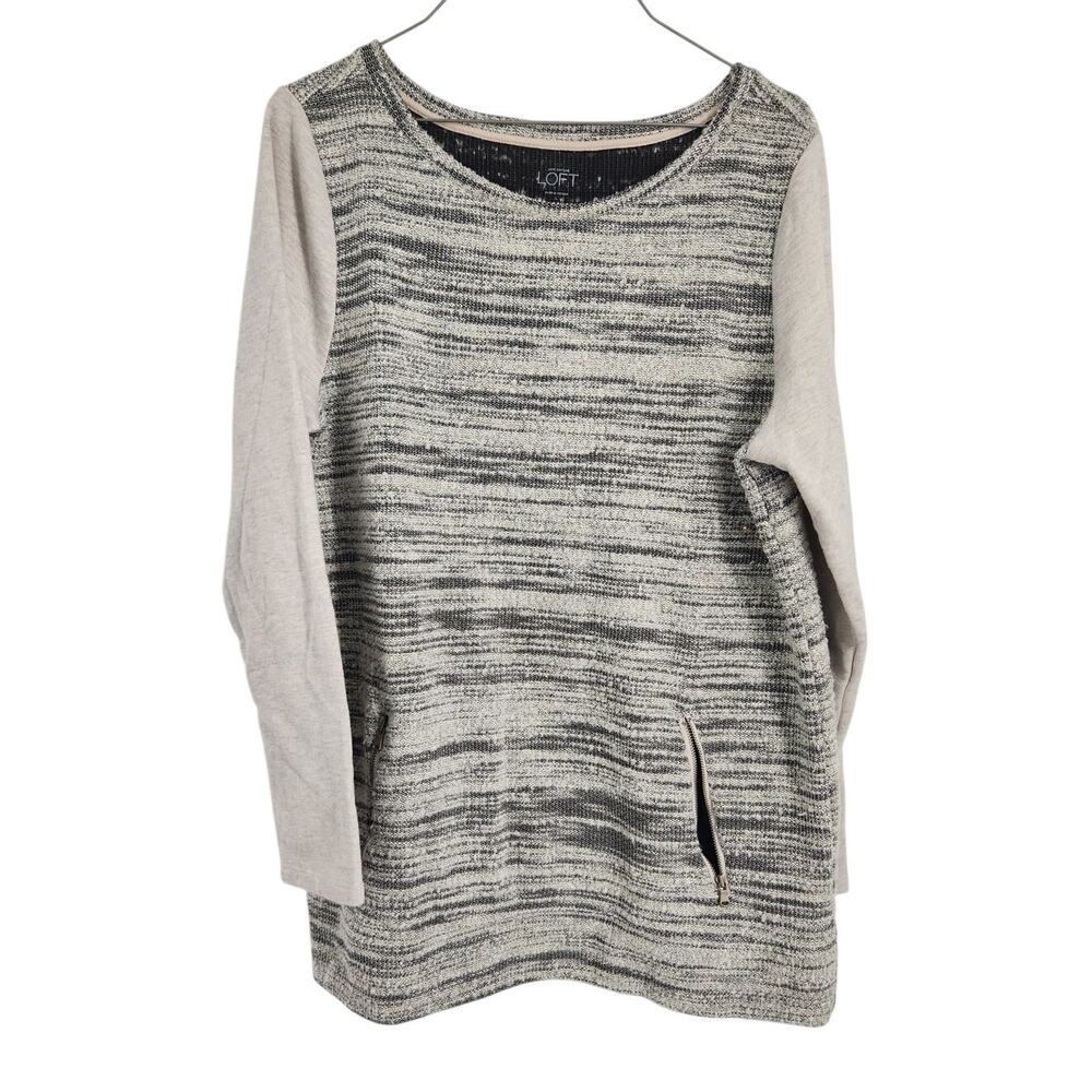 Loft Marled Mixed Media Knit Sweater Womens Size Large L